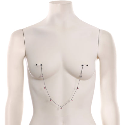 14G 5/8 Red Black Monster Fang Halloween Dangle Nipple Chain