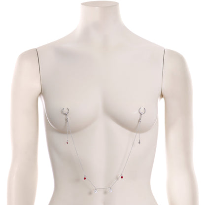 14G 9/16 Clear Gem Ladybug BCR Captive Ring Dangle Nipple Chain