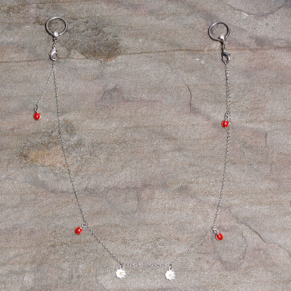 14G 9/16 Clear Gem Ladybug BCR Captive Ring Dangle Nipple Chain