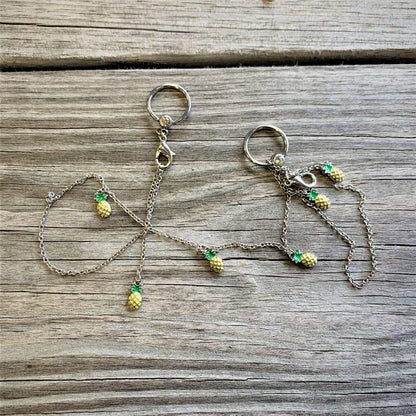 14G 9/16 Clear Gem Pineapple BCR Captive Ring Dangle Nipple Chain