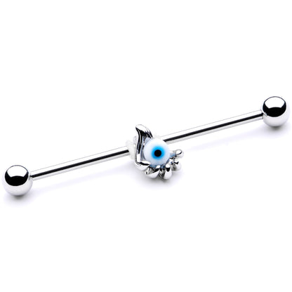 14G Blue Eyeball Hand Halloween Industrial Barbell 38mm