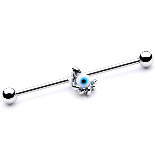 14G Blue Eyeball Hand Halloween Industrial Barbell 38mm