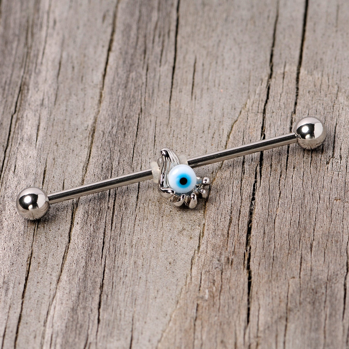 14G Blue Eyeball Hand Halloween Industrial Barbell 38mm