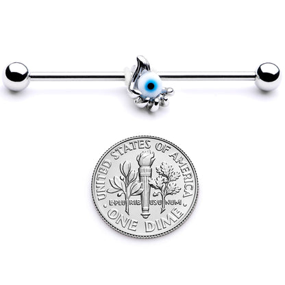 14G Blue Eyeball Hand Halloween Industrial Barbell 38mm