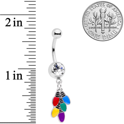 Clear Gem Christmas Lights Holiday Dangle Belly Ring
