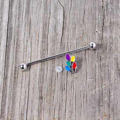 14G Christmas Lights Industrial Barbell 38mm