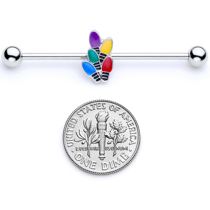 14G Christmas Lights Industrial Barbell 38mm