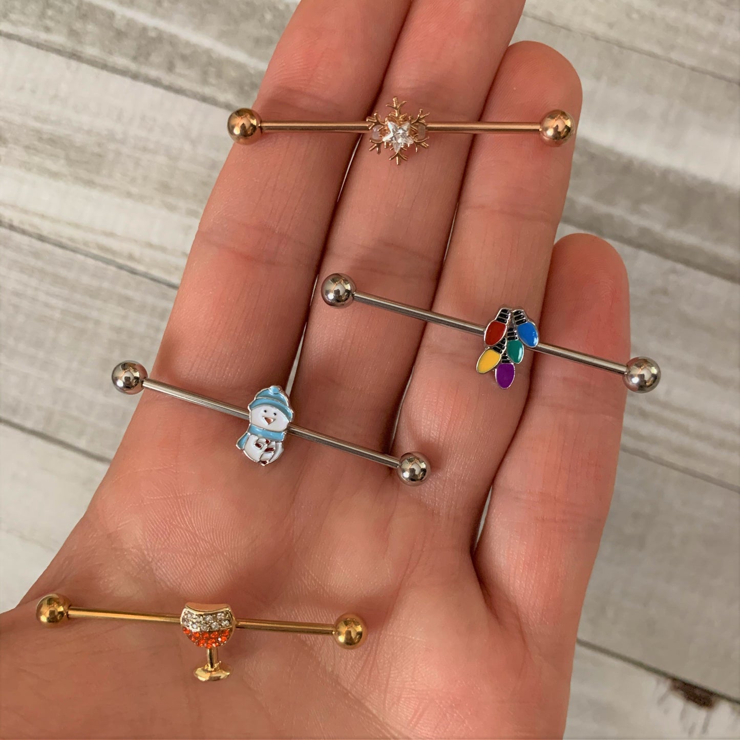 14G Christmas Lights Industrial Barbell 38mm