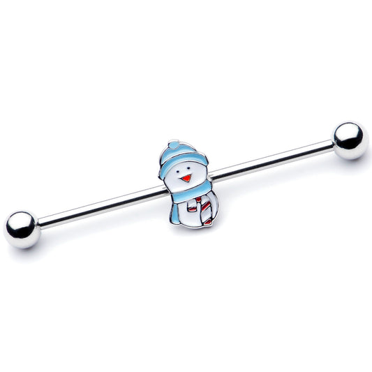 14G Snowman Winter Holiday Industrial Barbell 38mm