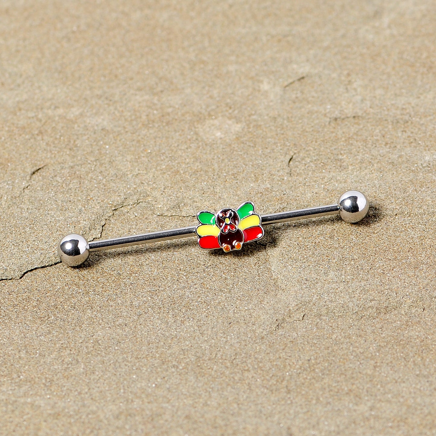 14G Rasta Turkey Thanksgiving Industrial Barbell 38mm