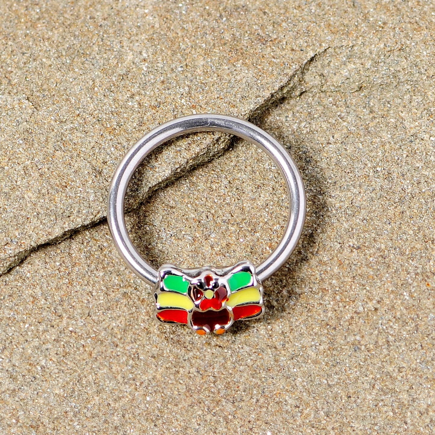 16G 3/8 Rasta Turkey Thanksgiving BCR Captive Ring