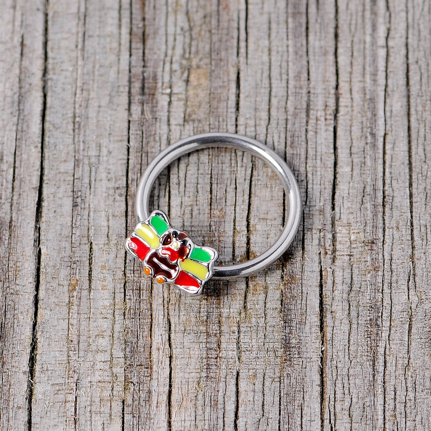 16G 3/8 Rasta Turkey Thanksgiving BCR Captive Ring