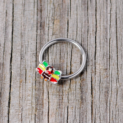16G 3/8 Rasta Turkey Thanksgiving BCR Captive Ring