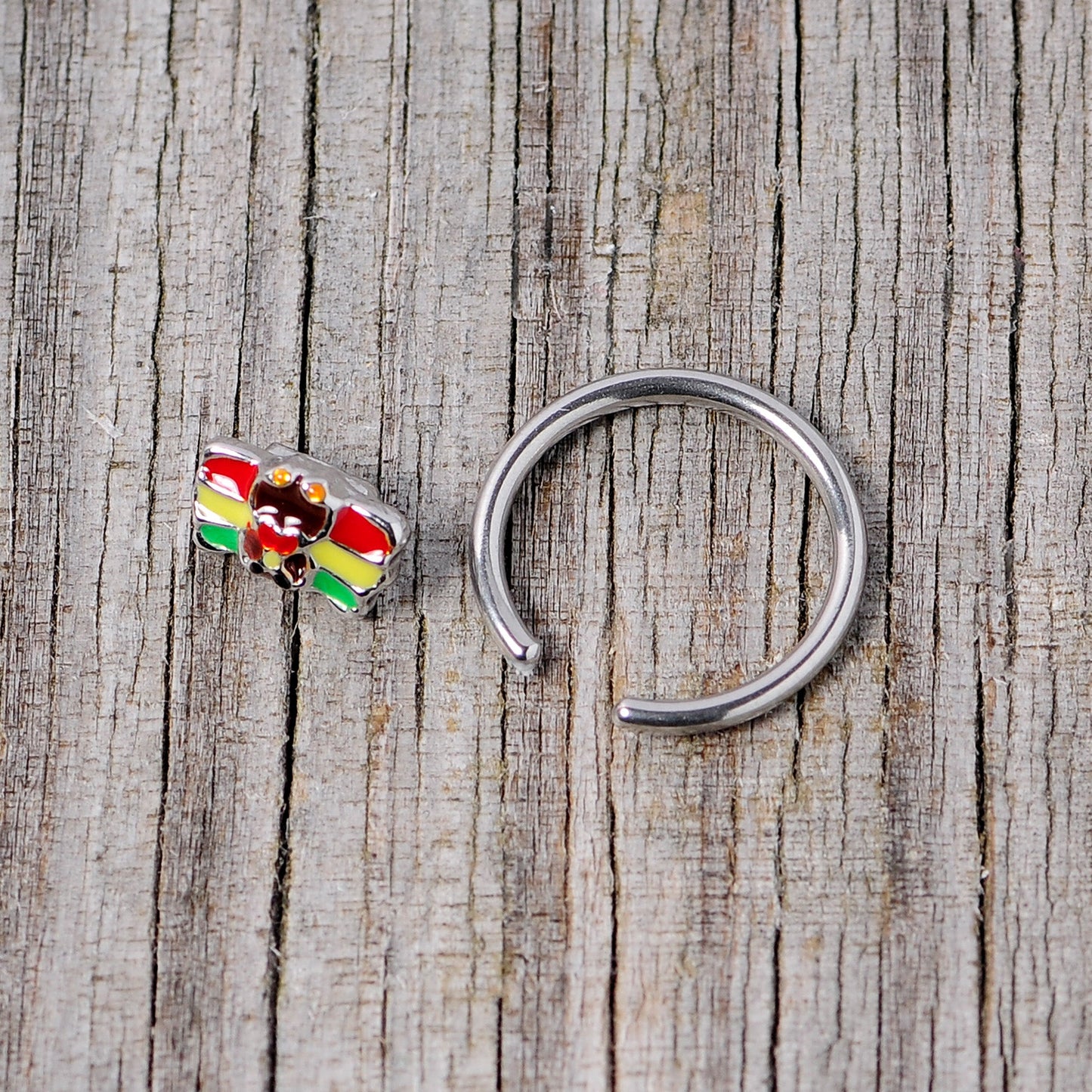 16G 3/8 Rasta Turkey Thanksgiving BCR Captive Ring