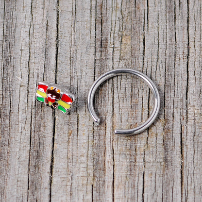 16G 3/8 Rasta Turkey Thanksgiving BCR Captive Ring