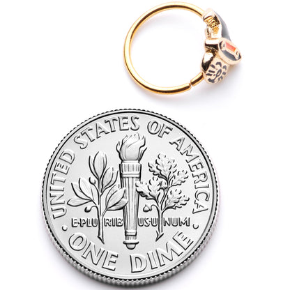 20G 5/16 Gold Tone Black Witch Hat Cat Halloween Nose Hoop