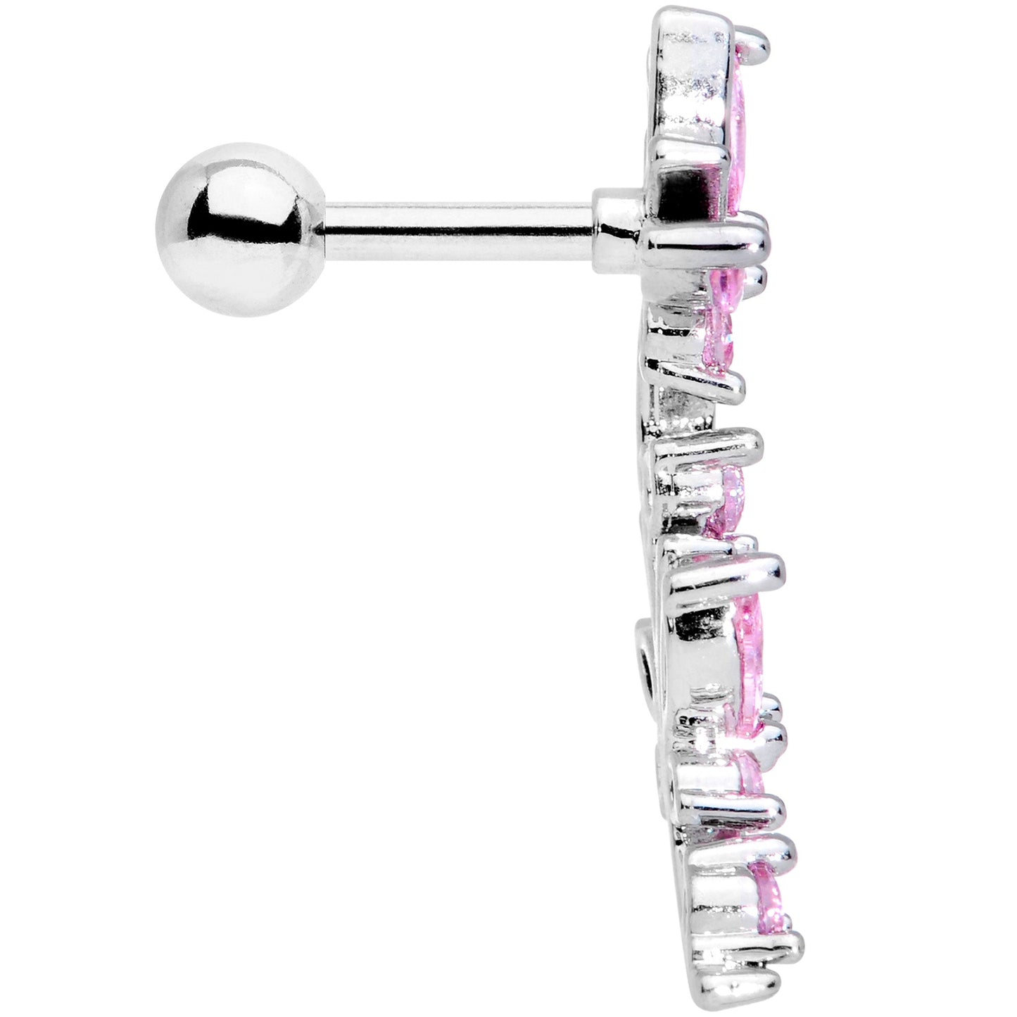 16G 1/4 Pink CZ Gem Butterflies Left Ear Cartilage Tragus