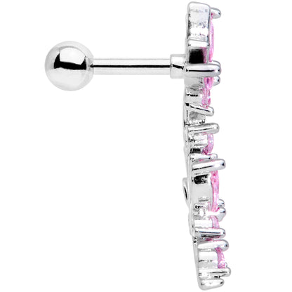 16G 1/4 Pink CZ Gem Butterflies Left Ear Cartilage Tragus