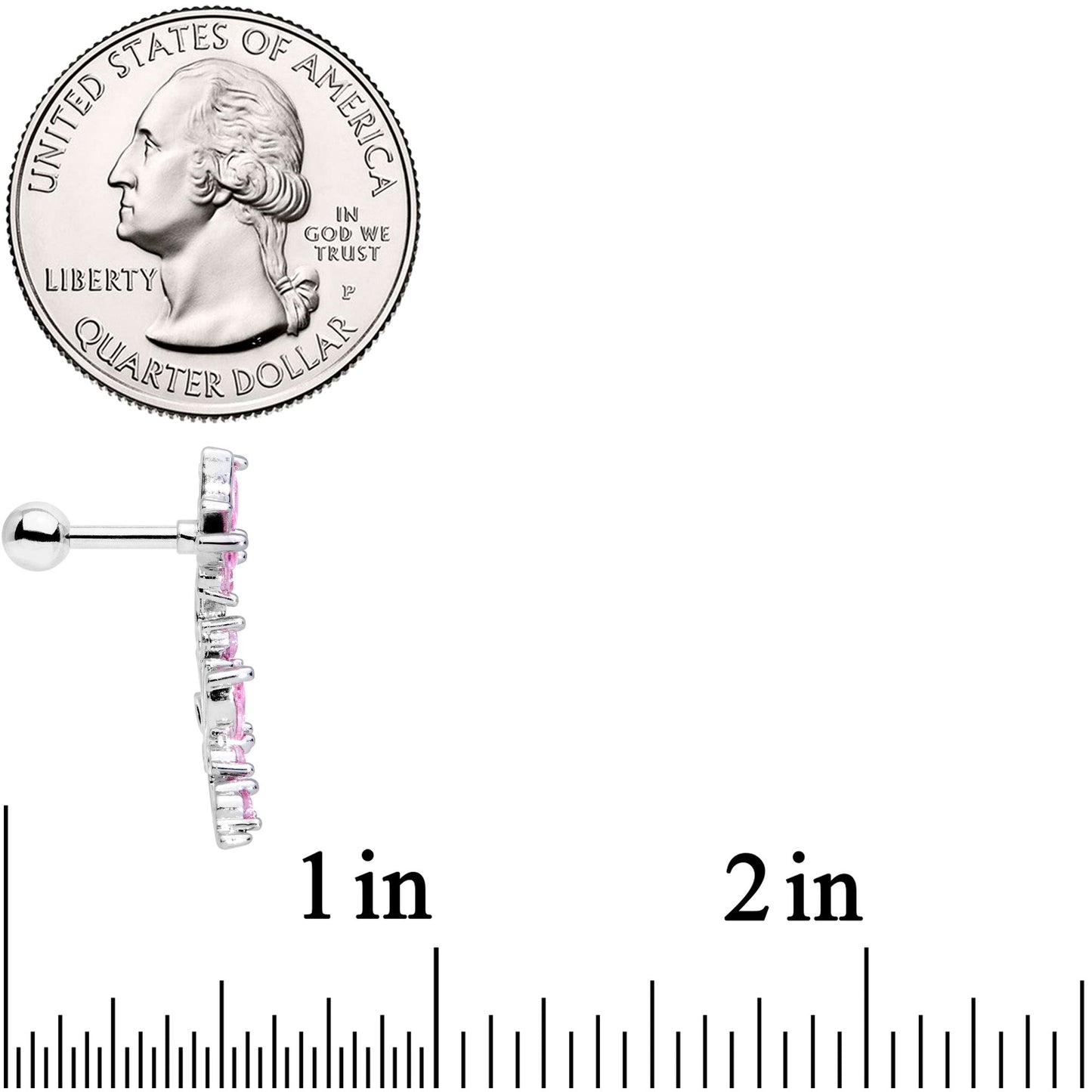 16G 1/4 Pink CZ Gem Butterflies Left Ear Cartilage Tragus