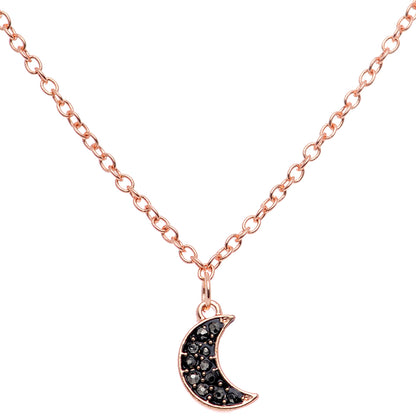14G 9/16 Black Gem Rose Gold Tone Moon Dangle Nipple Chain