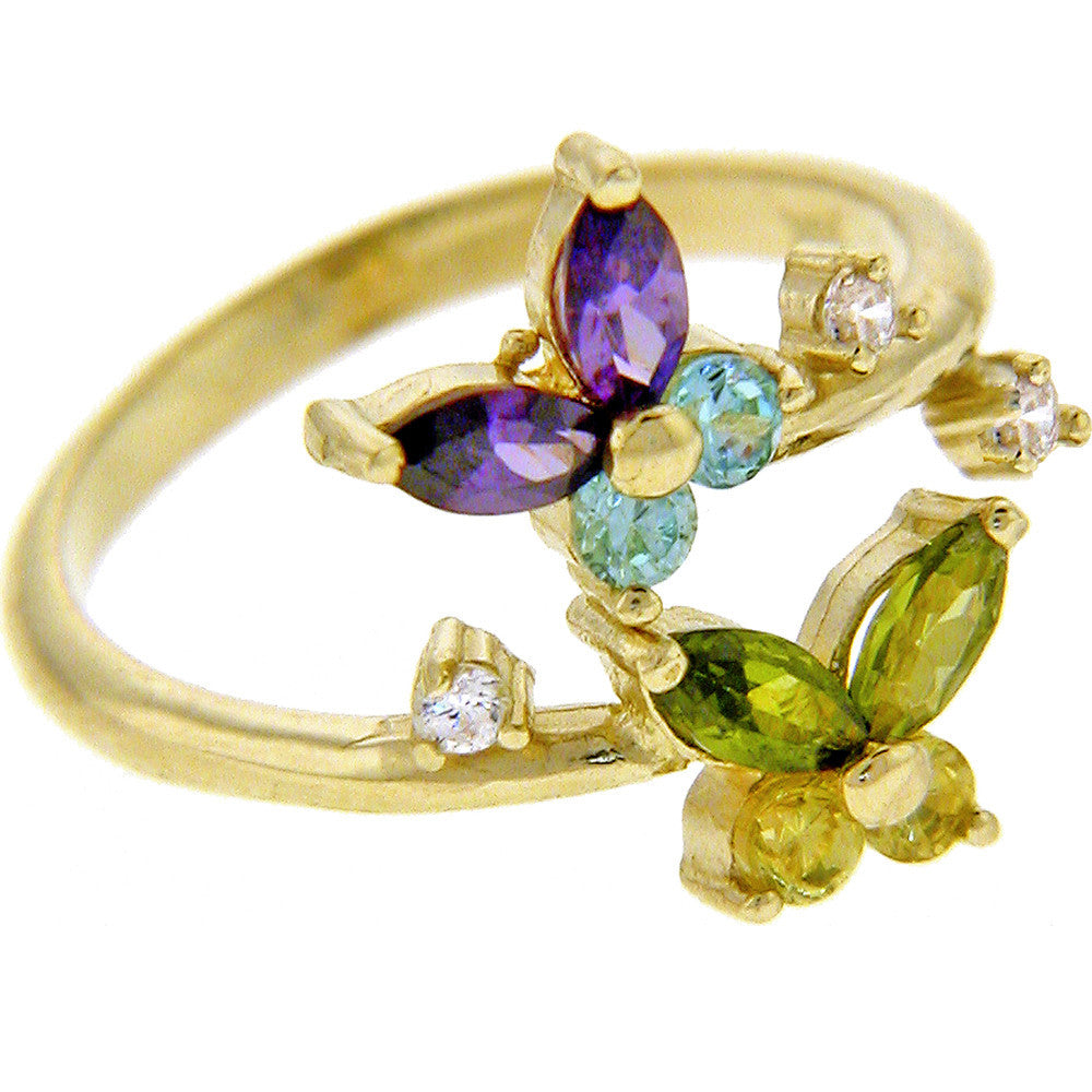 10K GOLD Cubic Zirconia BUTTERFLY Toe Ring