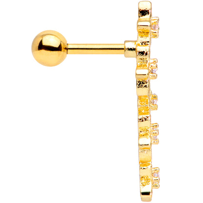 16G 1/4 Clear CZ Gem Gold Tone Fancy Flower Cartilage Tragus