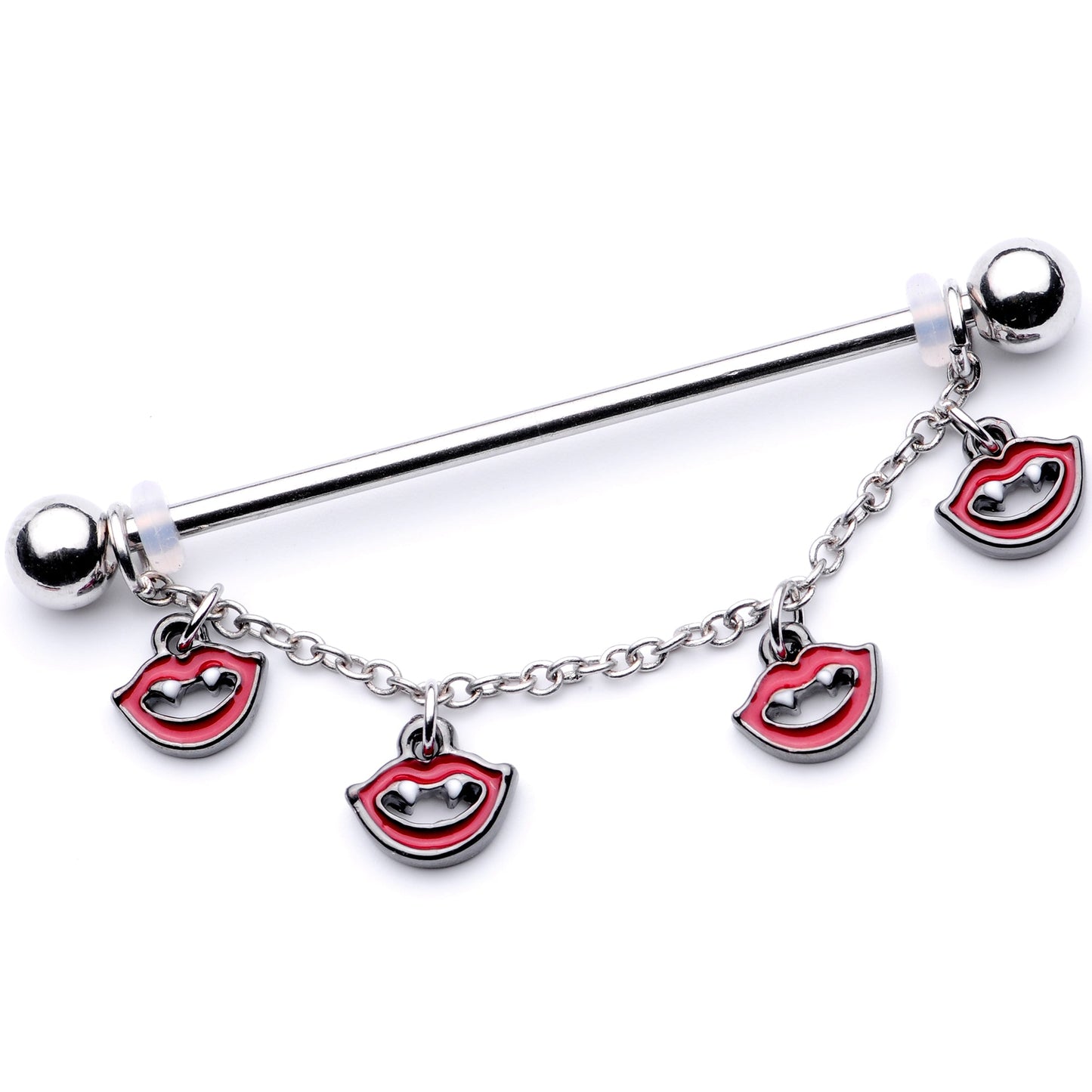 14G Monster Fang Halloween Chain Dangle Industrial Barbell 38mm