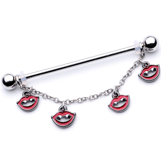 14G Monster Fang Halloween Chain Dangle Industrial Barbell 38mm