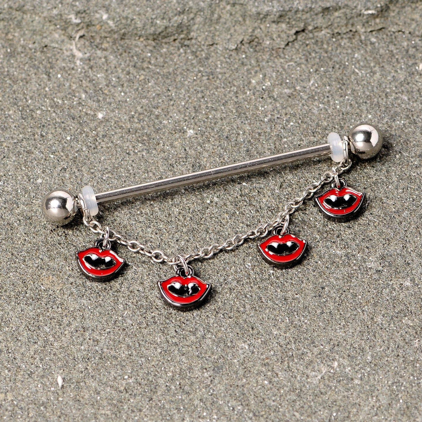 14G Monster Fang Halloween Chain Dangle Industrial Barbell 38mm