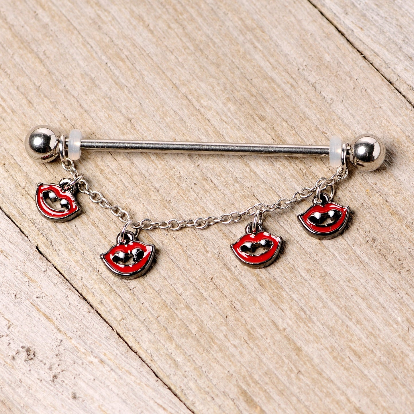 14G Monster Fang Halloween Chain Dangle Industrial Barbell 38mm