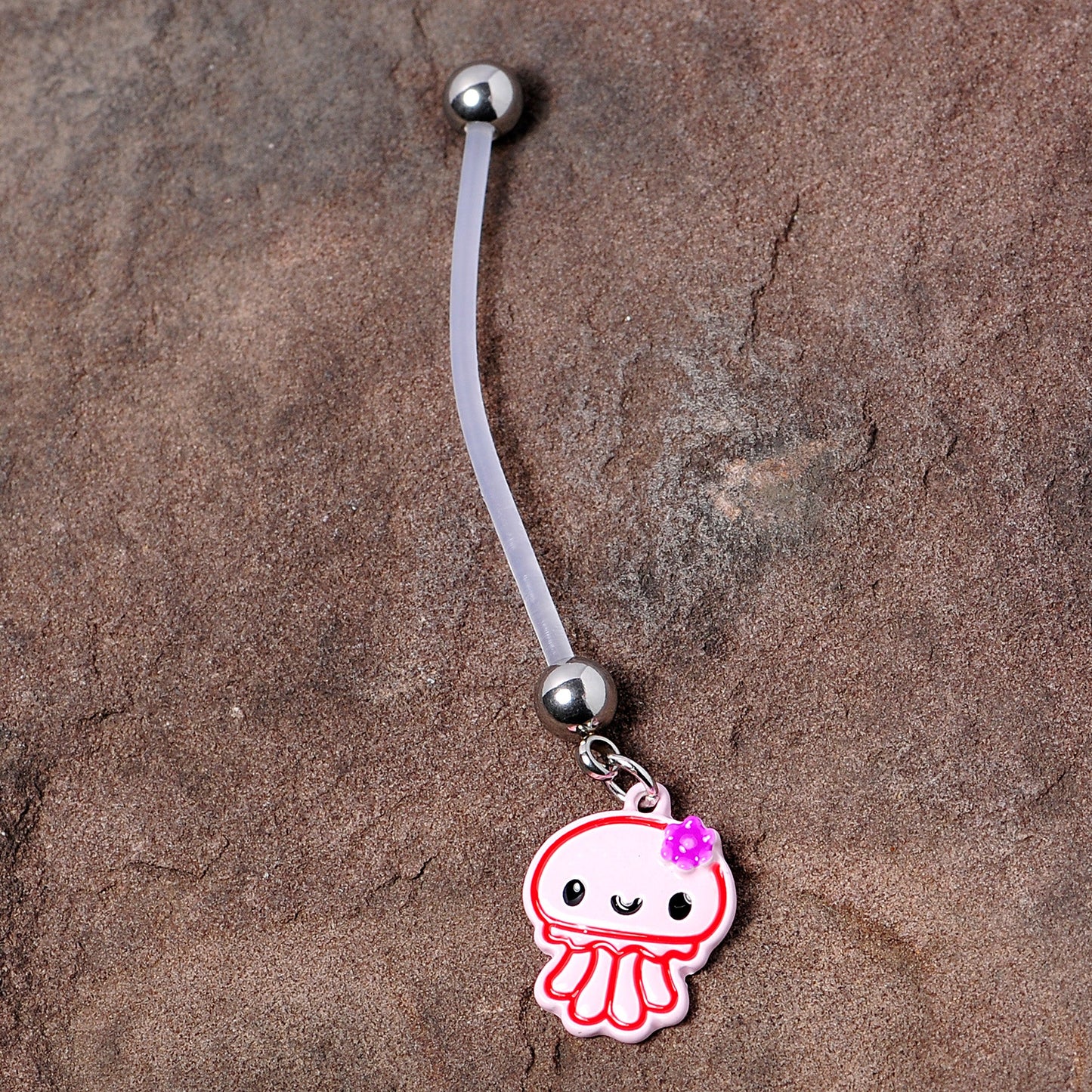 Bundle of Joy Baby Pink Squid Jellyfish Nautical Dangle Pregnancy Belly Ring