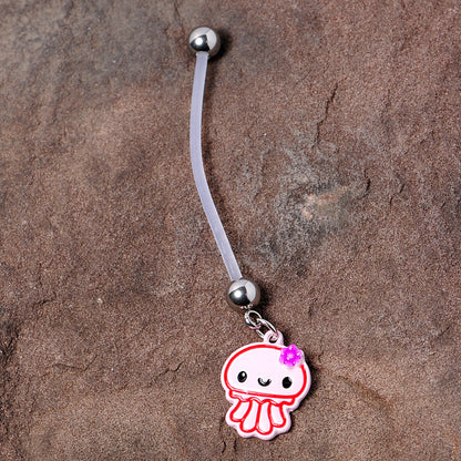 Bundle of Joy Baby Pink Squid Jellyfish Nautical Dangle Pregnancy Belly Ring