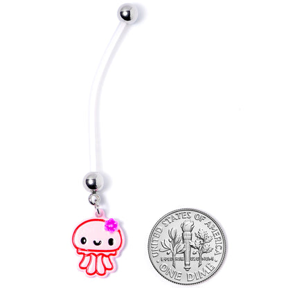 Bundle of Joy Baby Pink Squid Jellyfish Nautical Dangle Pregnancy Belly Ring