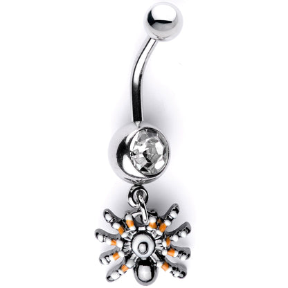 Clear Gem Tarantula Spider Halloween Dangle Belly Ring