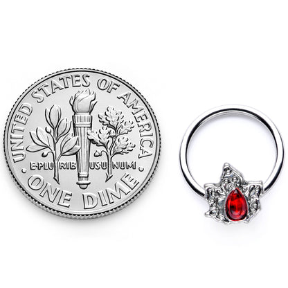 16G 3/8 Red Gem Holly Leaf Holiday BCR Captive Ring