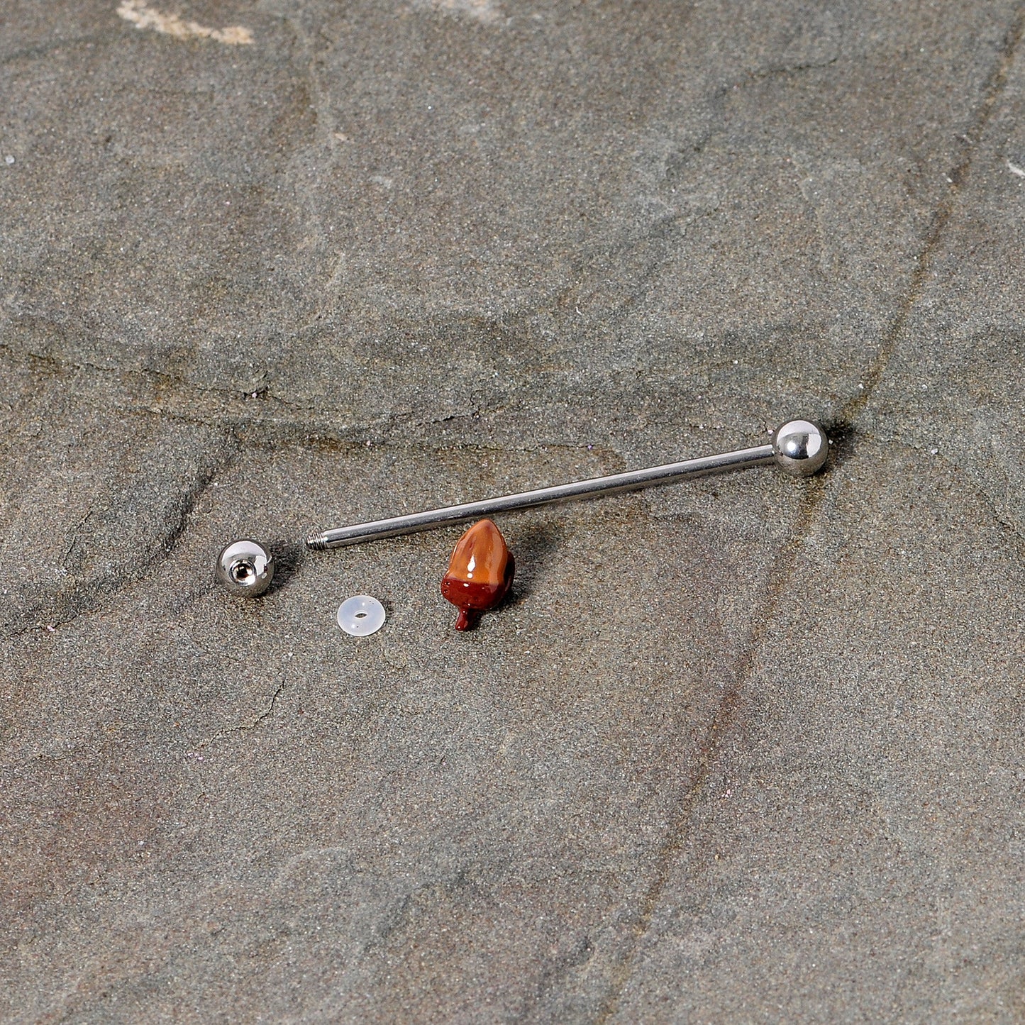 14G Brown Fall Autumn Acorn Industrial Barbell 38mm