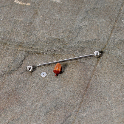 14G Brown Fall Autumn Acorn Industrial Barbell 38mm