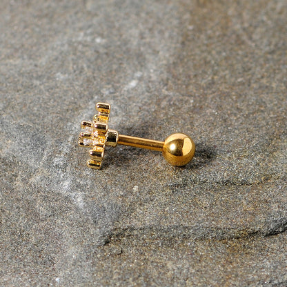 16G 1/4 Clear Gem Gold Tone Winter Snowflake Cartilage Tragus