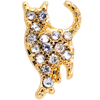 16G 1/4 Clear Gem Gold Tone Glamourpuss Cat Cartilage Earring