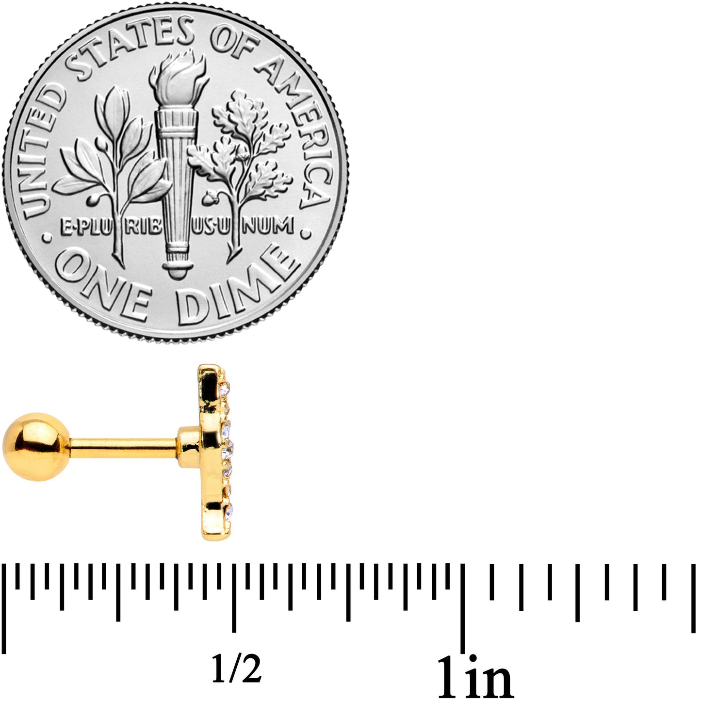 16G 1/4 Clear Gem Gold Tone Glamourpuss Cat Cartilage Earring