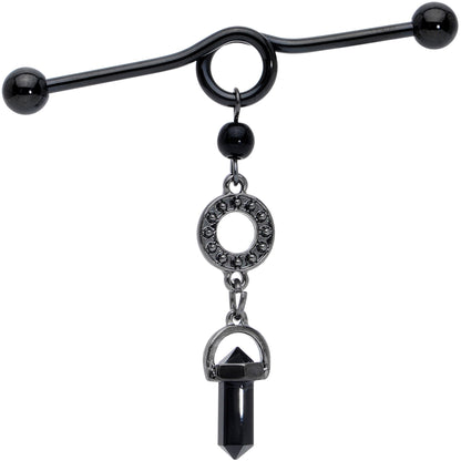 14G Black Gem Halloween Dangle Industrial Barbell 38mm