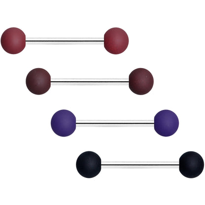 Black Blue Brown Matte Barbell Tongue Ring Set of 4