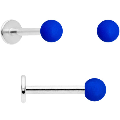 16G 5/16 Blue Brown Matte Labret Monroe Tragus Set of 4