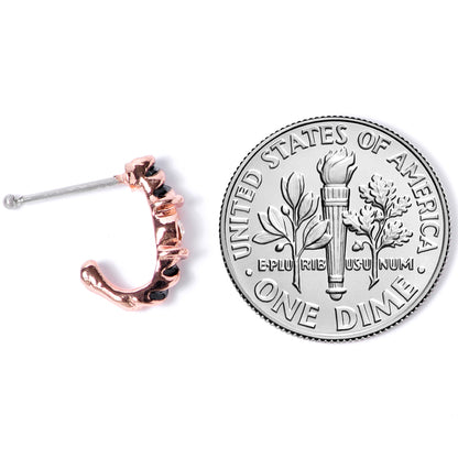 20G 3/8 Clear Gem Rose Gold Tone Twist Faux Hoop Nose Bone