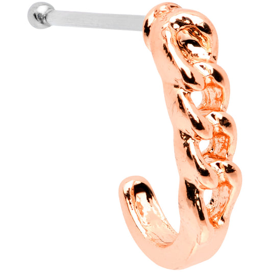 20G 3/8 Rose Gold Tone Chain Link Faux Hoop Nose Bone
