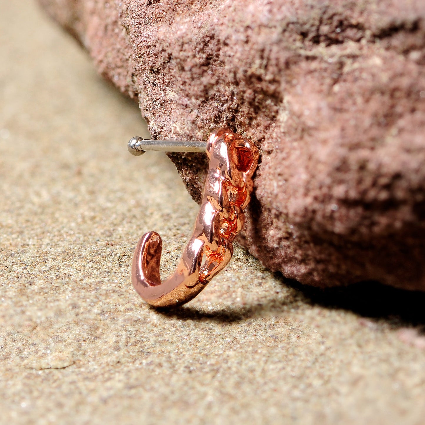 20G 3/8 Rose Gold Tone Chain Link Faux Hoop Nose Bone