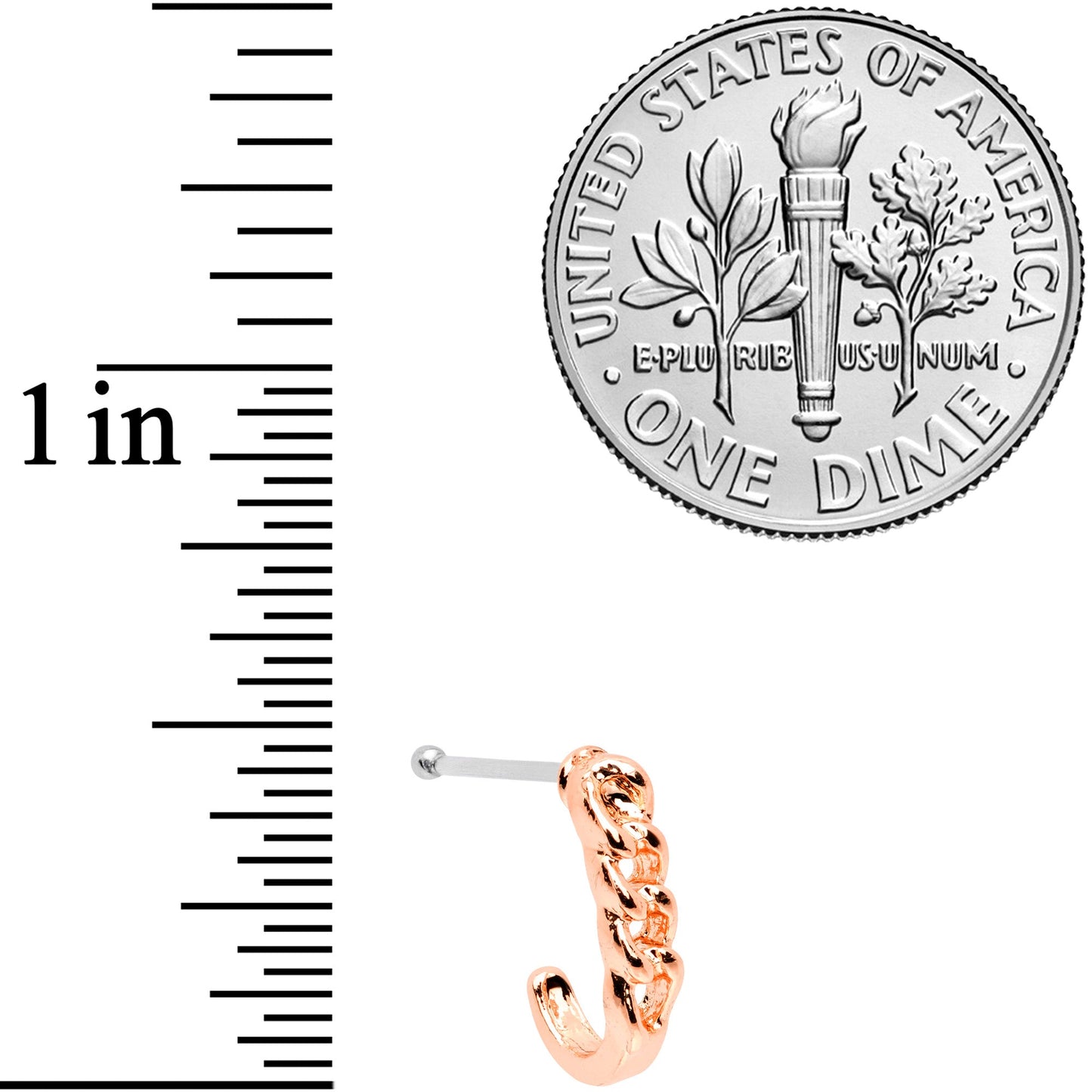 20G 3/8 Rose Gold Tone Chain Link Faux Hoop Nose Bone