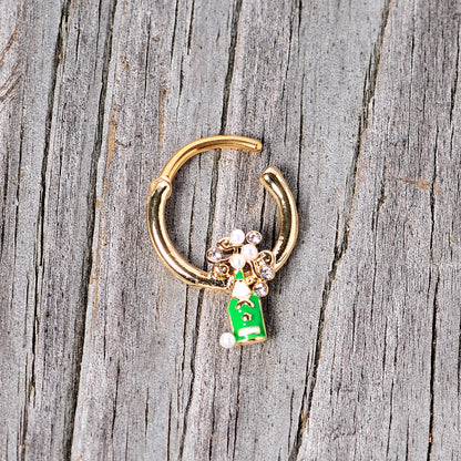 16G 3/8 Clear Gem Gold Tone Champagne Holiday Septum Clicker