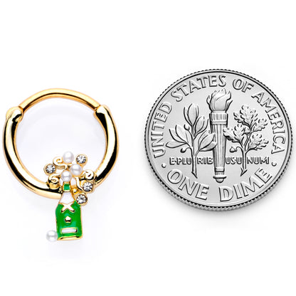 16G 3/8 Clear Gem Gold Tone Champagne Holiday Septum Clicker