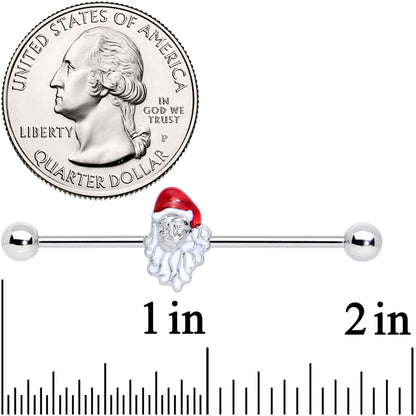 14G Red White Santa Christmas Industrial Barbell 38mm